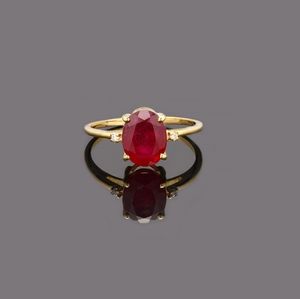 3.00 Ct Natural Ruby & Diamond Ring 14k Gold